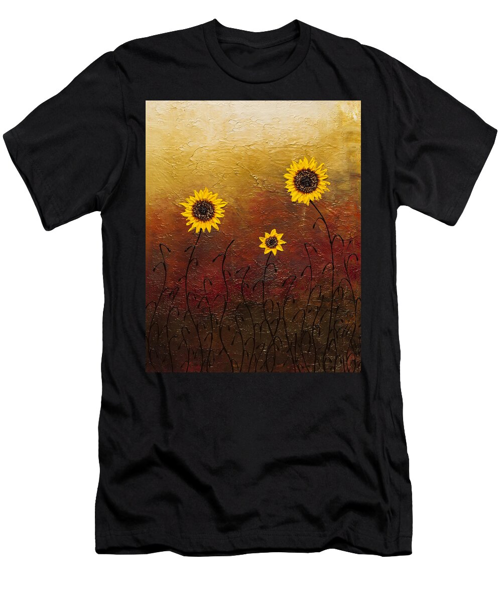 Sunflowers T-Shirt featuring the painting Sunflowers 2 by Carmen Guedez