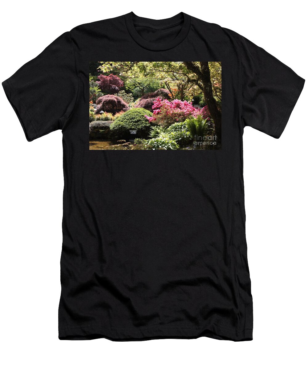 Japanese Garden T-Shirt featuring the photograph Sunny Japanese Garden by Carol Groenen