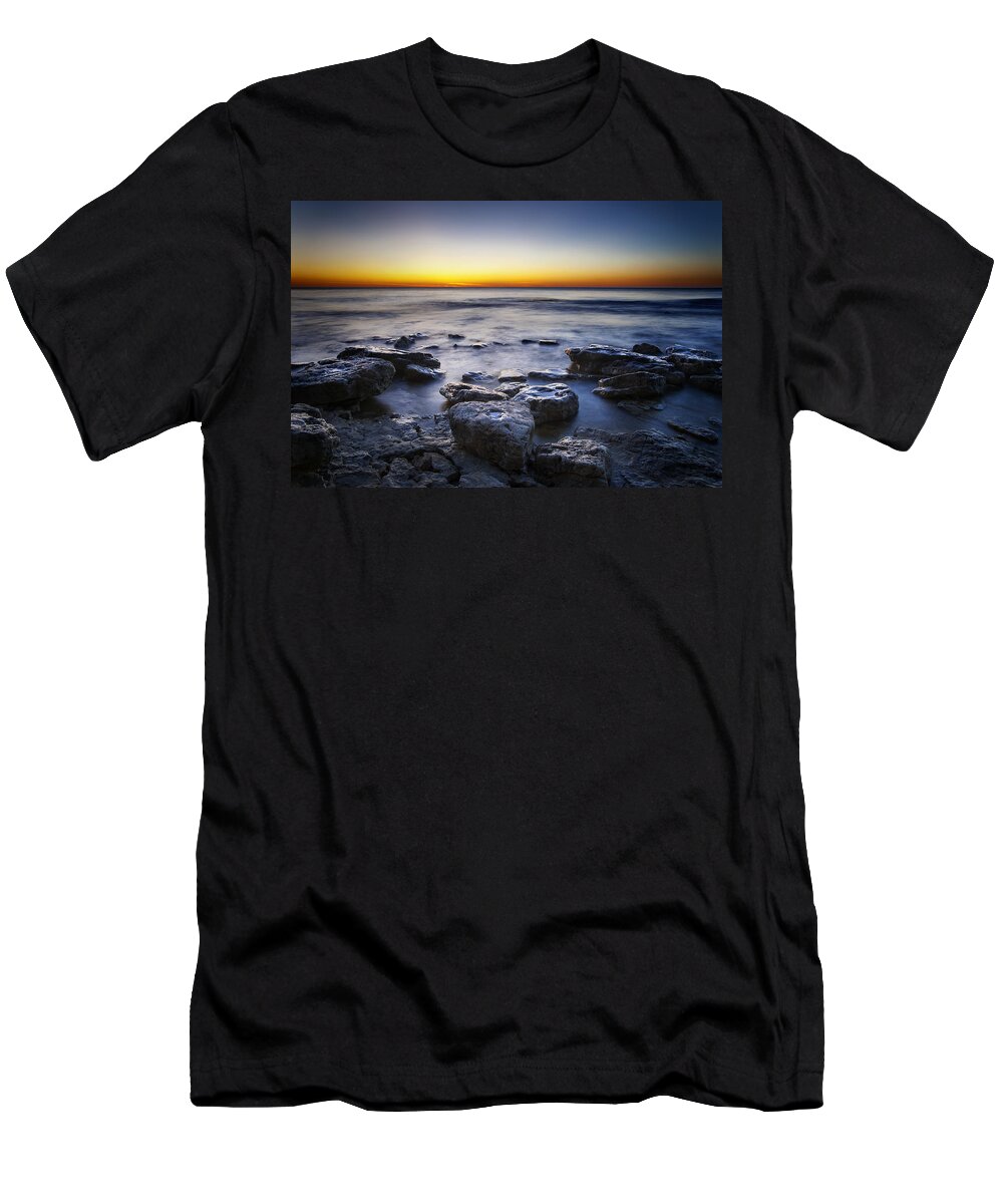 Sun T-Shirt featuring the photograph Sunrise at Cave Point by Scott Norris