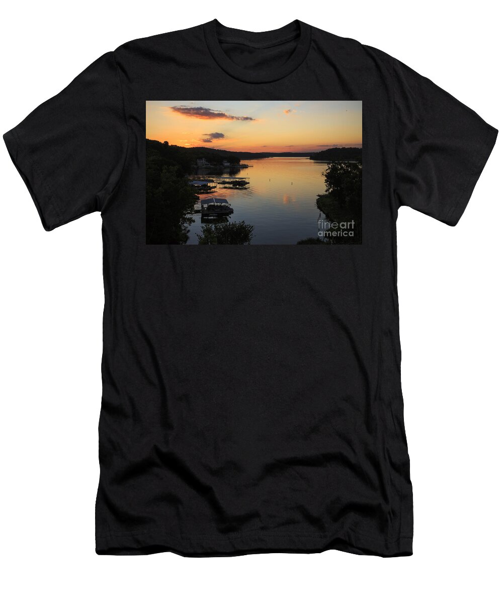 Ha Ha Tonka T-Shirt featuring the photograph Sunrise at Lake of the Ozarks by Dennis Hedberg