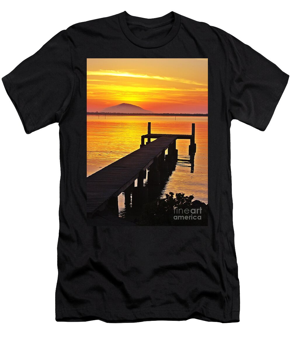 Blair Stuart T-Shirt featuring the photograph Sunrise on the jetty by Blair Stuart
