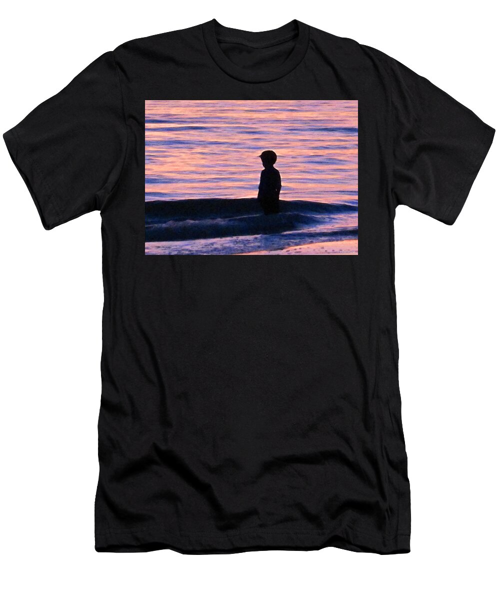 Children T-Shirt featuring the painting Sunset Art - Contemplation by Sharon Cummings