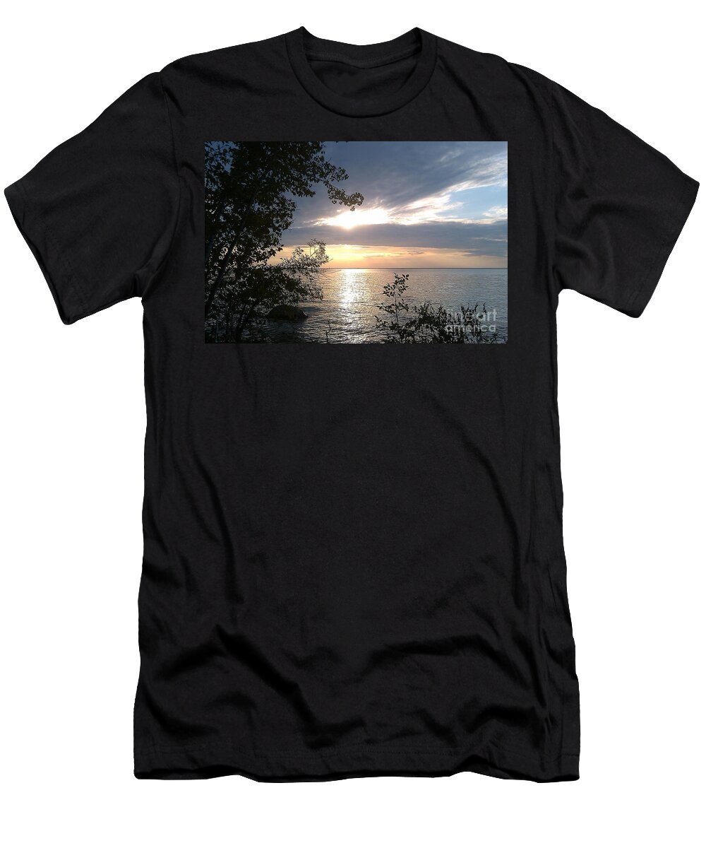 Water T-Shirt featuring the photograph Sunset at Lake Winnipeg by Mary Mikawoz