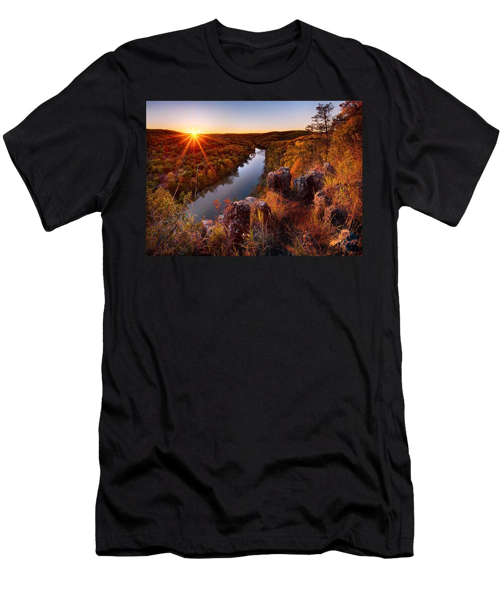 Ozark T-Shirt featuring the photograph Sunset At Paint-Rock Bluff by Robert Charity