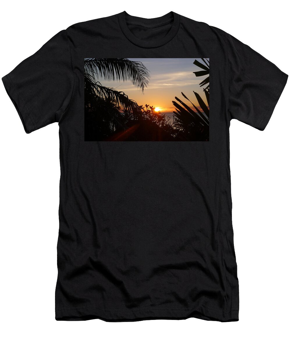Sunset T-Shirt featuring the photograph Sunset from Terrace - St. Lucia by Nora Boghossian
