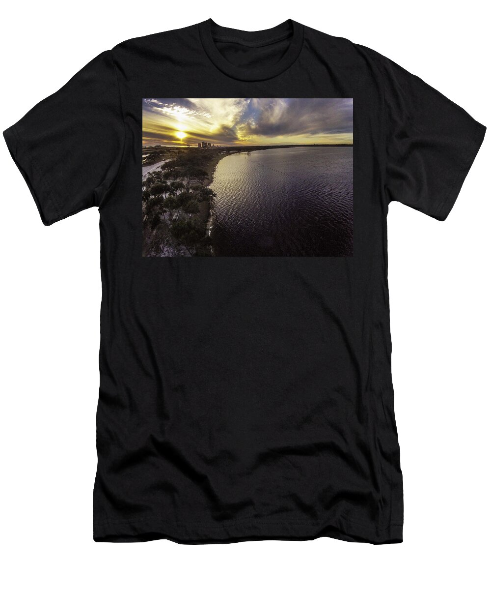 Palm T-Shirt featuring the digital art Sunset over Lake Shelby by Michael Thomas