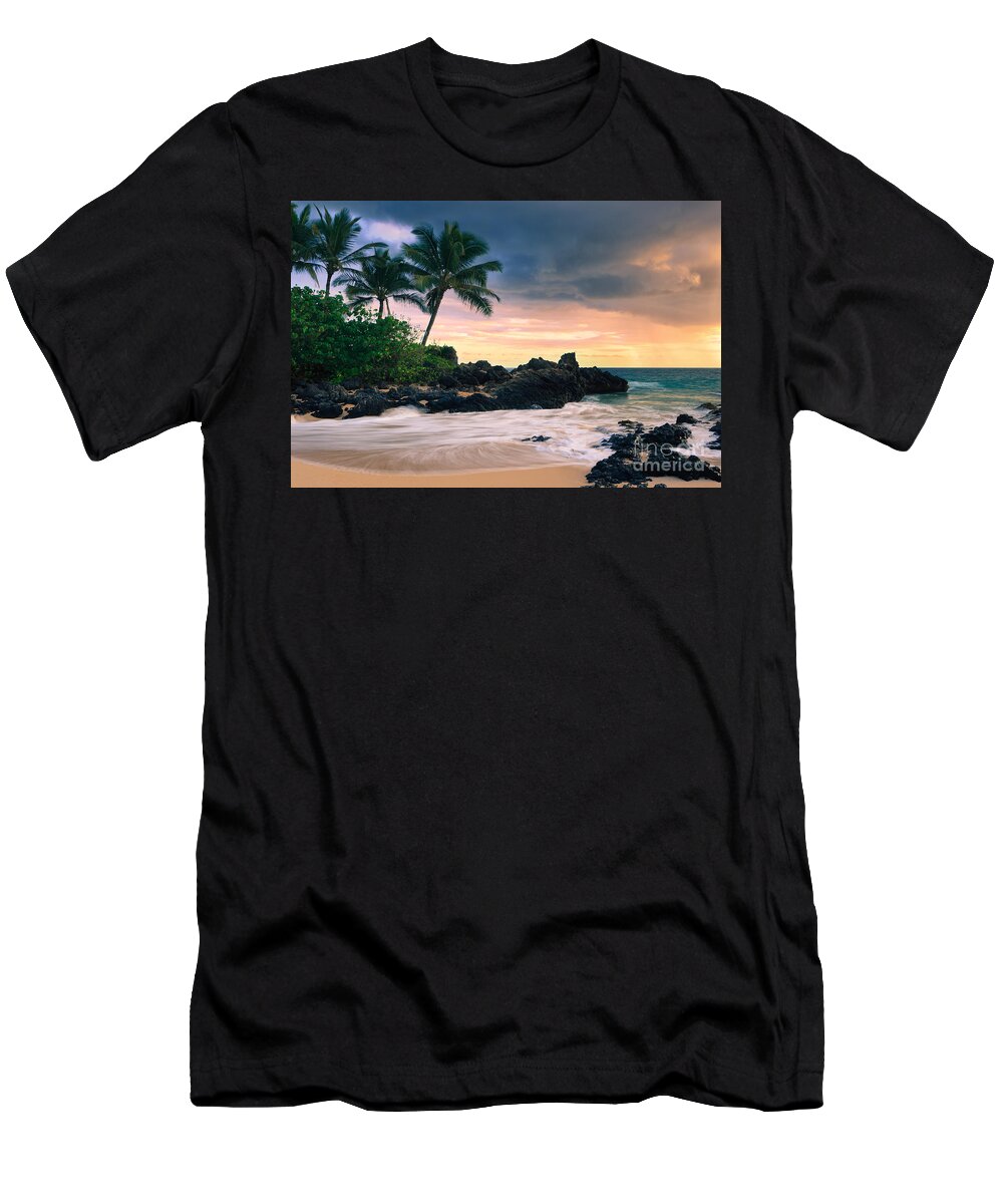 American T-Shirt featuring the photograph Sunset Secret Beach - Maui by Henk Meijer Photography