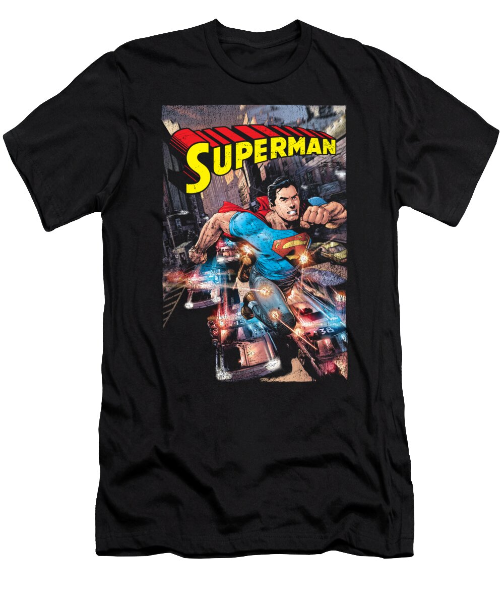 T-Shirt featuring the digital art Superman - Action One by Brand A
