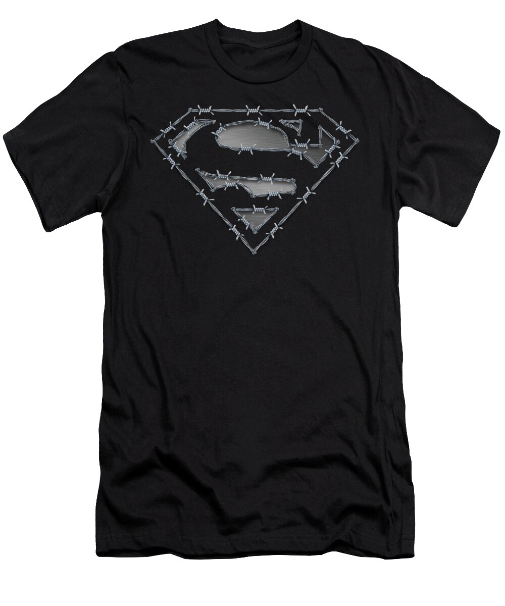  T-Shirt featuring the digital art Superman - Barbed Wire by Brand A