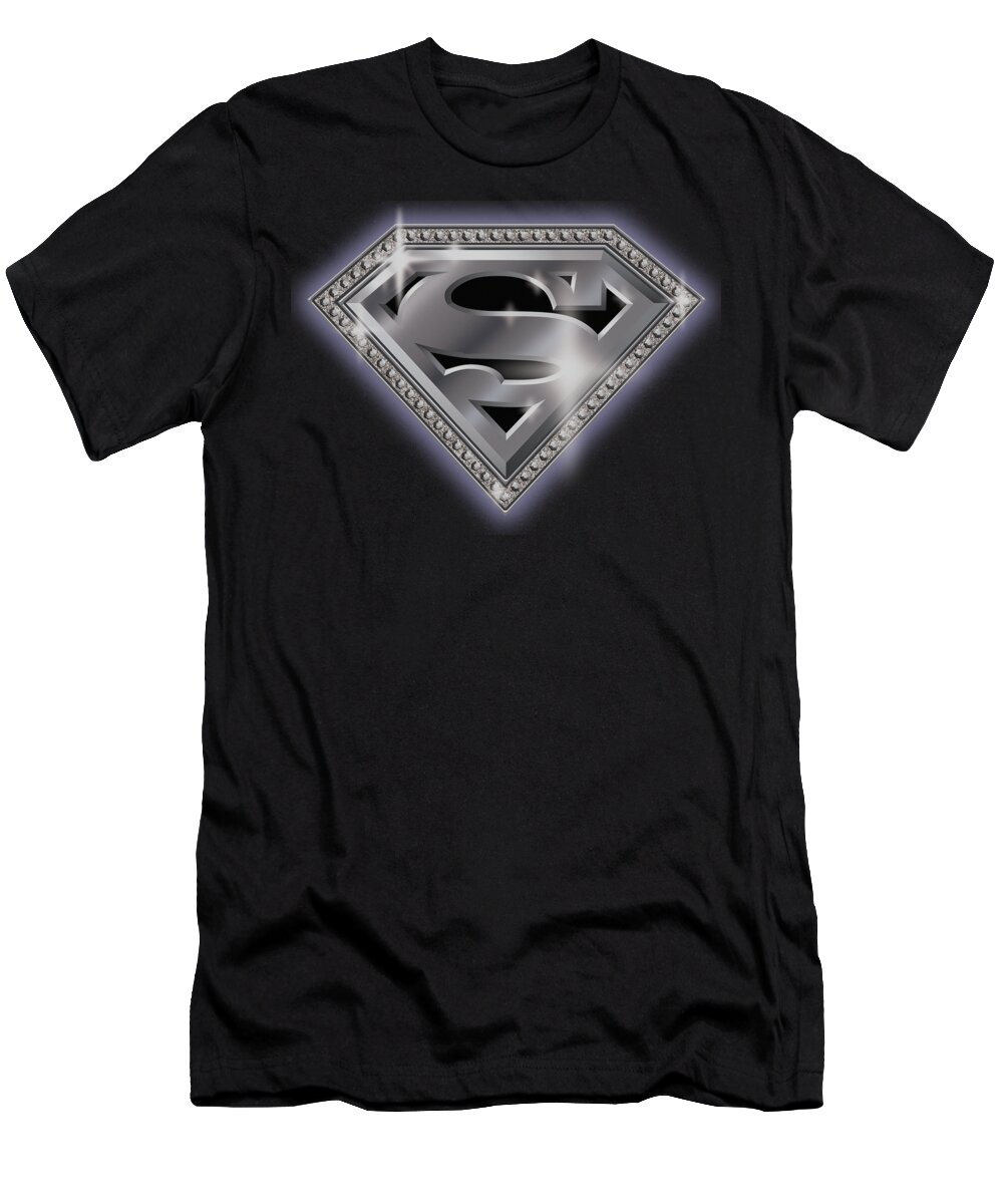  T-Shirt featuring the digital art Superman - Bling Shield by Brand A