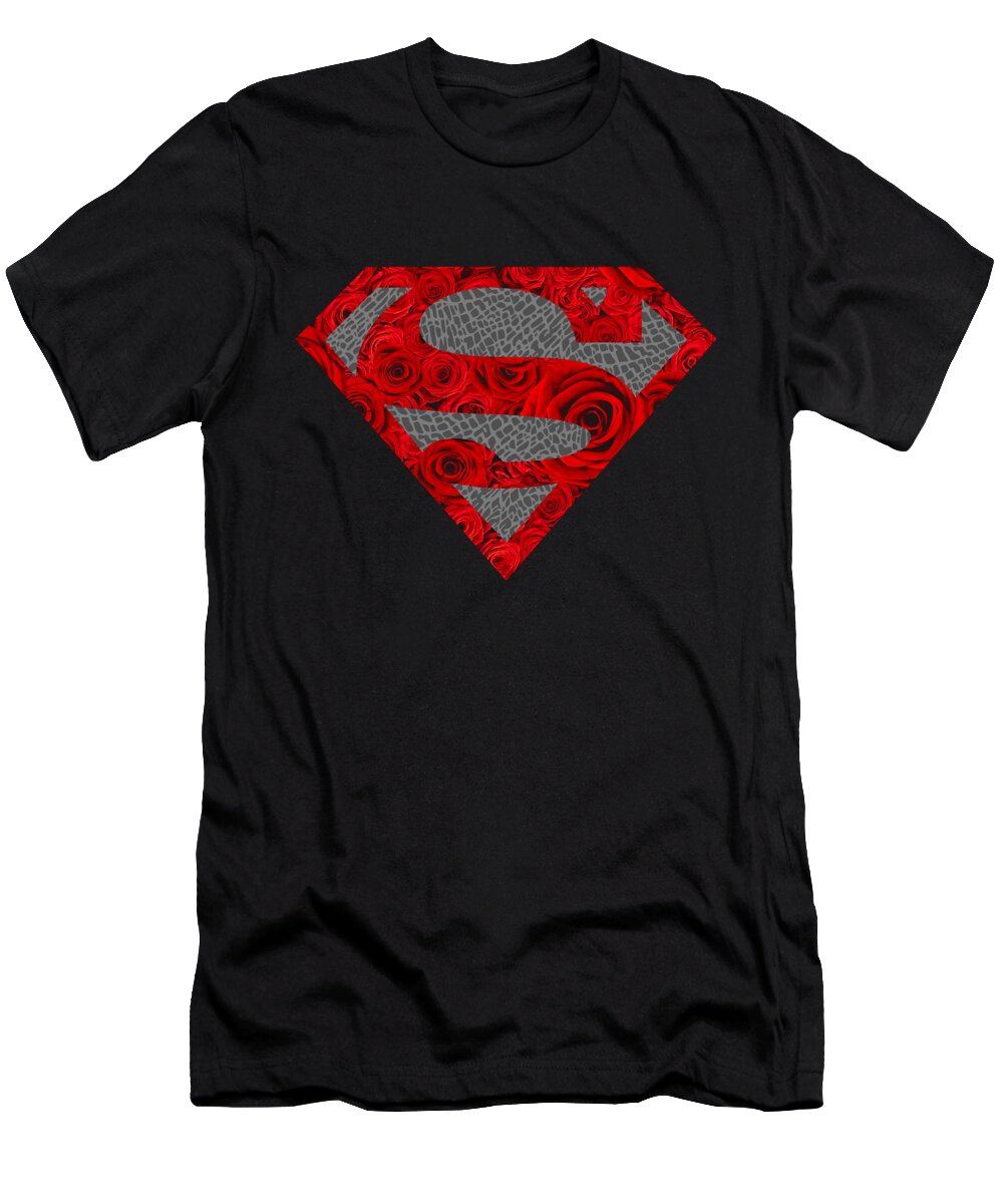  T-Shirt featuring the digital art Superman - Elephant Rose Shield by Brand A