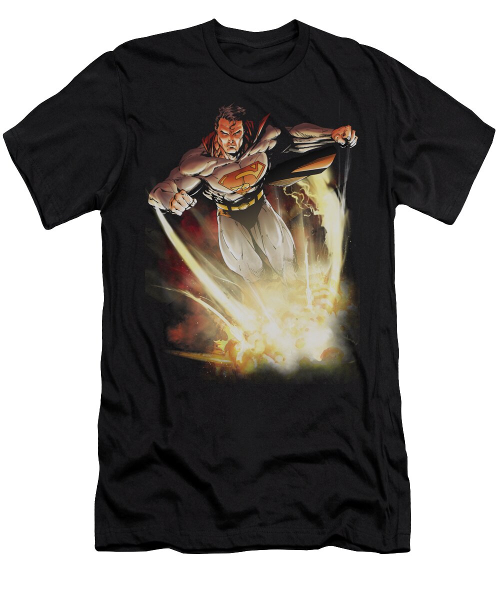  T-Shirt featuring the digital art Superman - Explosive by Brand A