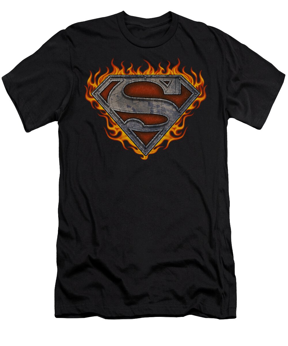  T-Shirt featuring the digital art Superman - Iron Fire Shield by Brand A