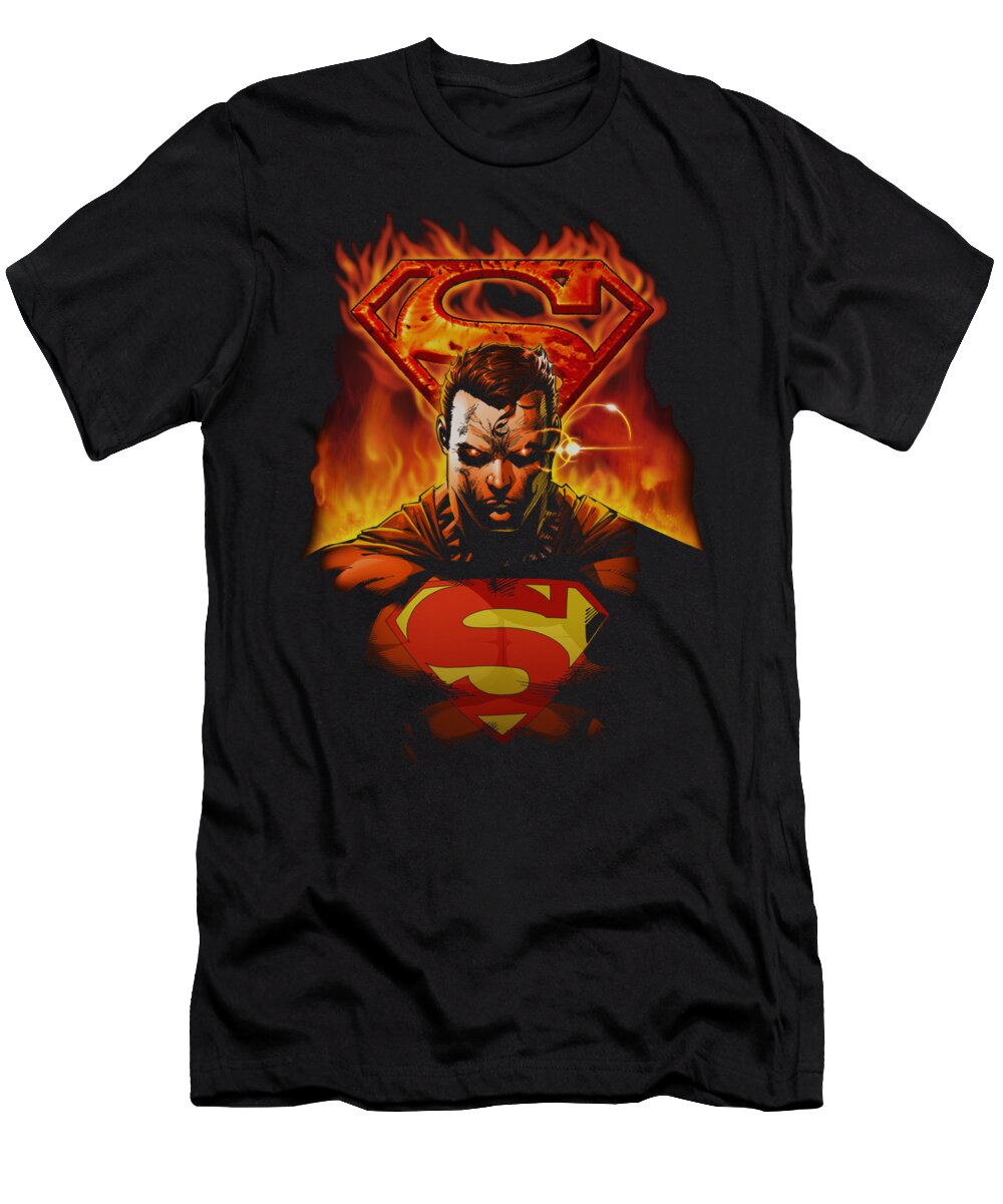  T-Shirt featuring the digital art Superman - Man On Fire by Brand A