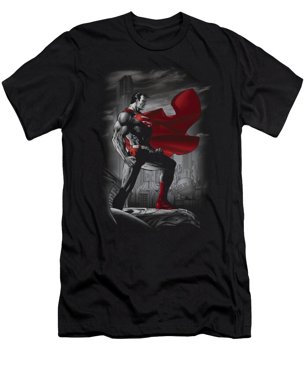  T-Shirt featuring the digital art Superman - Metropolis Guardian by Brand A