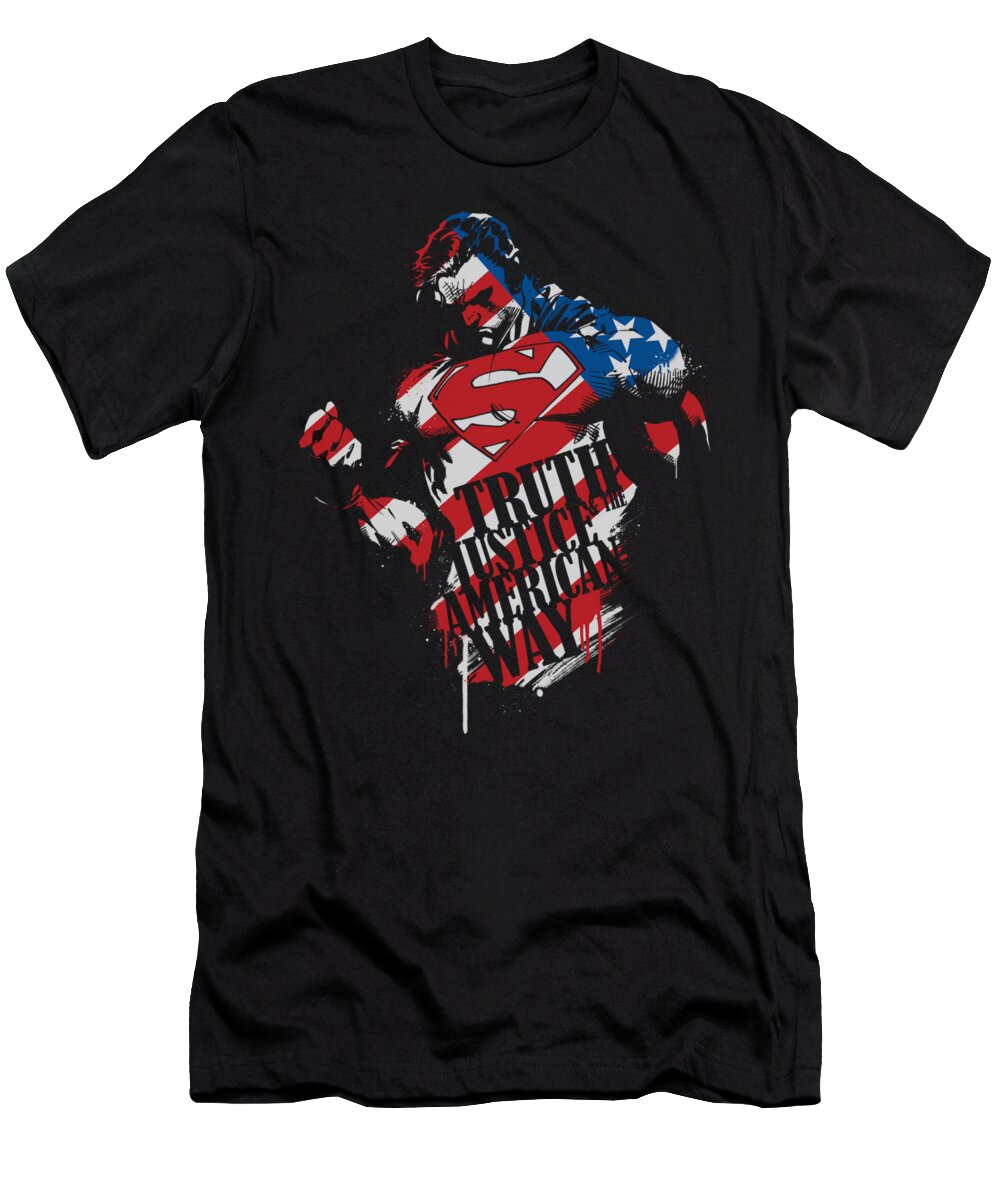 Superman T-Shirt featuring the digital art Superman - The American Way by Brand A