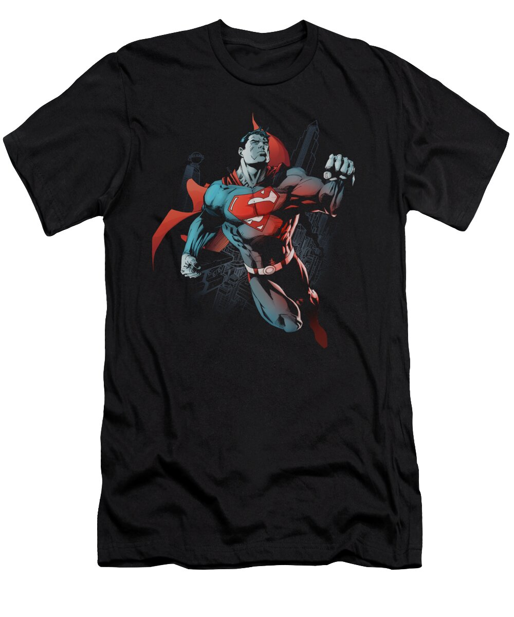 Superman T-Shirt featuring the digital art Superman - Up In The Sky by Brand A
