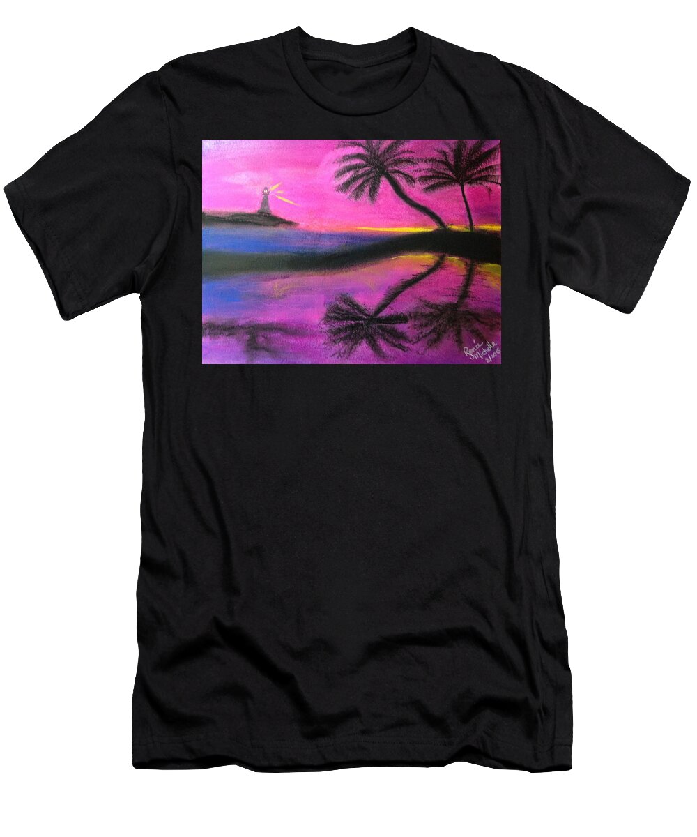 Sunset T-Shirt featuring the painting Surreal Sunset by Renee Michelle Wenker