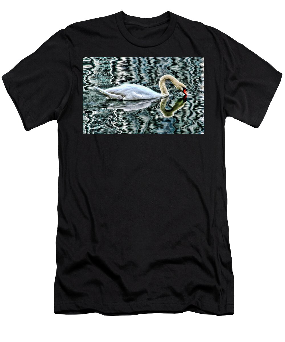 Swan T-Shirt featuring the photograph Swan on Lake Eola by Diana Sainz by Diana Raquel Sainz