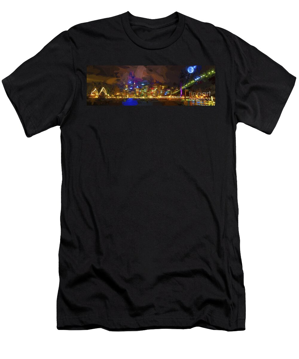 Sydney Harbour T-Shirt featuring the photograph Sydney Harbour at night by Sheila Smart Fine Art Photography