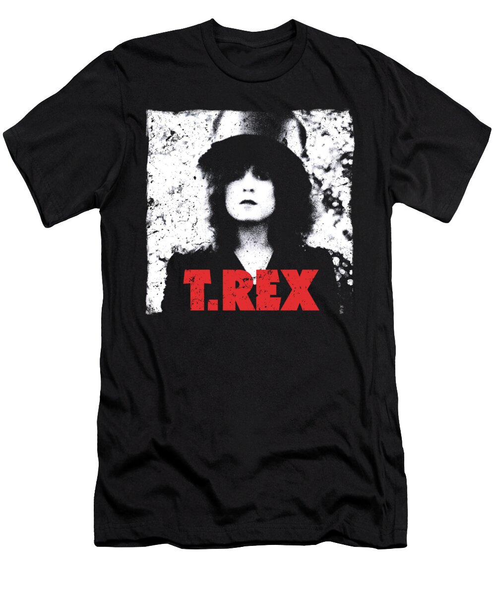 Black T-Shirt featuring the digital art T Rex - The Slider by Brand A