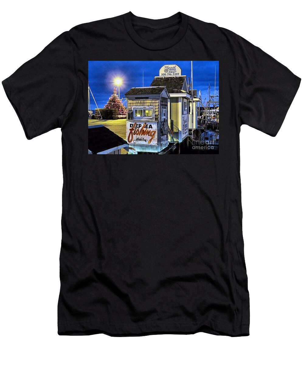 T-wharf T-Shirt featuring the photograph T Wharf Plymouth Massachusetts by Janice Drew