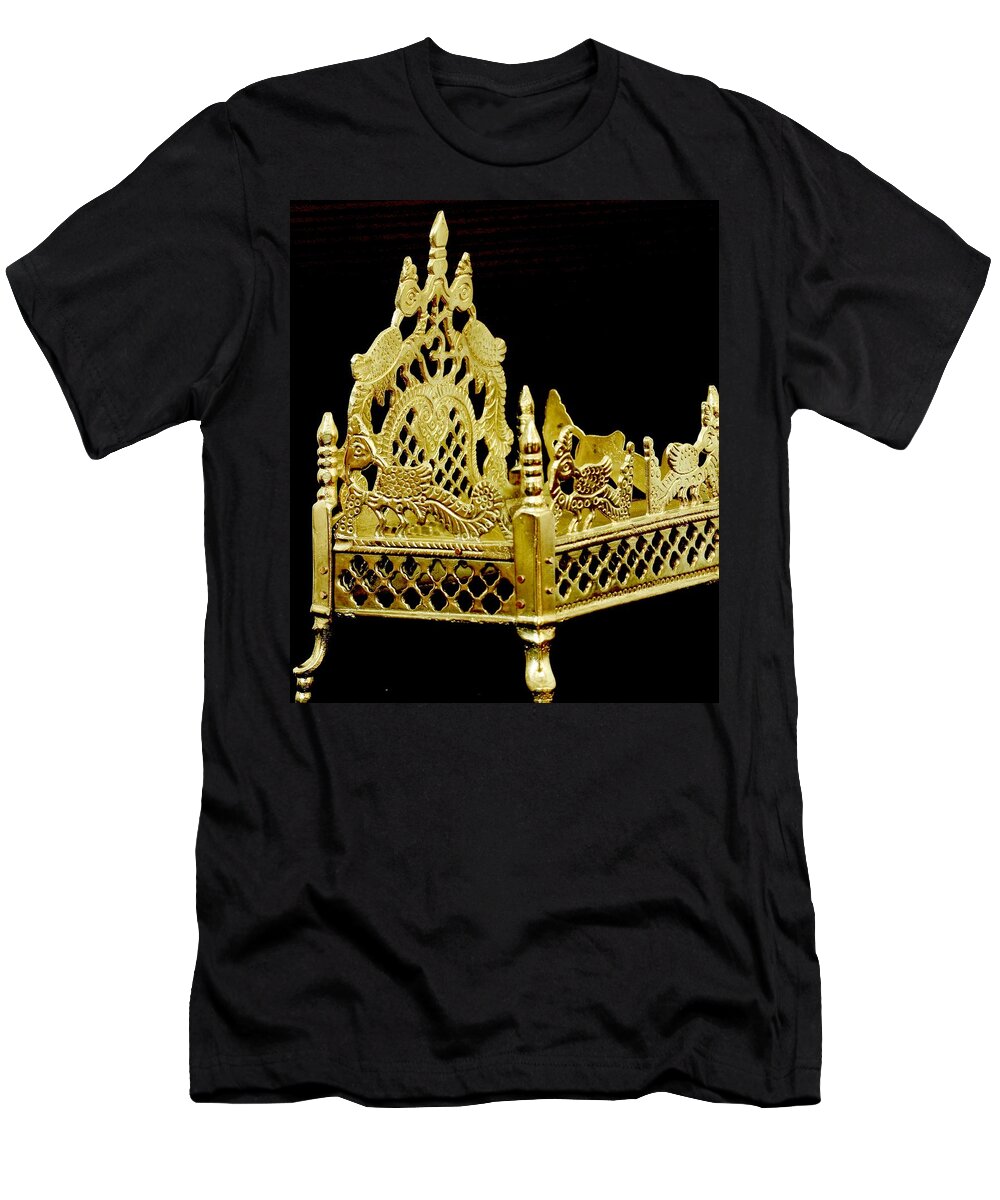 Brass Filigree Work T-Shirt featuring the photograph Temple Art - Brass Handicraft by Ramabhadran Thirupattur