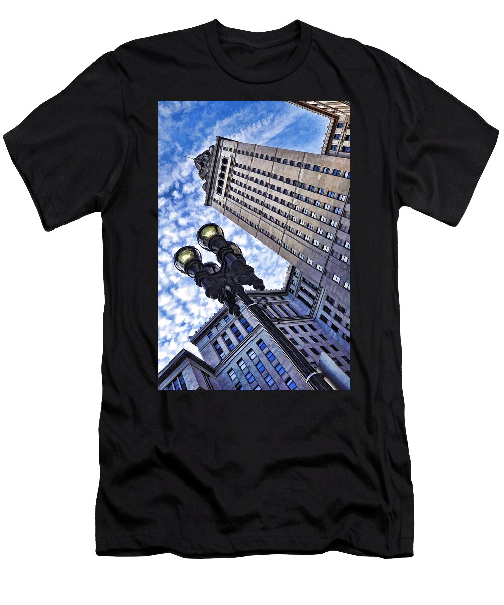 Terminal Tower T-Shirt featuring the photograph Terminal Tower - Cleveland Ohio - 1 by Mark Madere