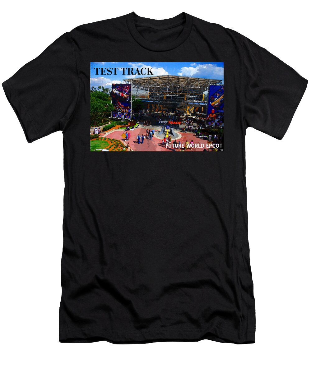 Art T-Shirt featuring the painting Test Track opening 1999 by David Lee Thompson