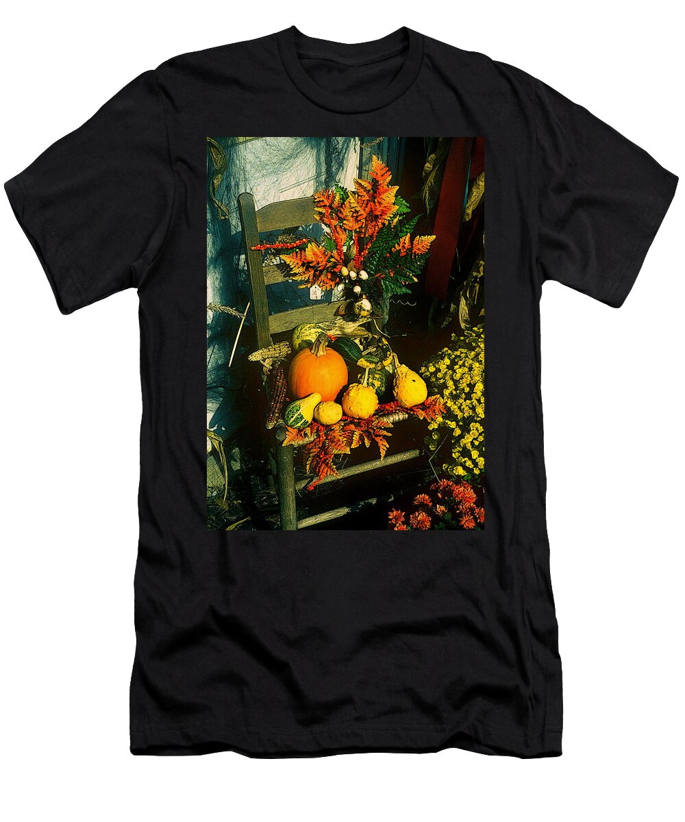 Fine Art T-Shirt featuring the photograph The Autumn Chair by Rodney Lee Williams