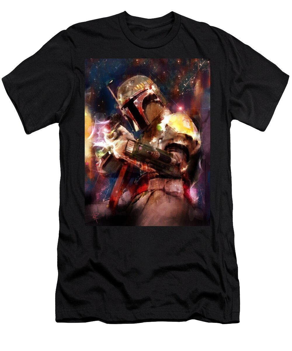 Boba Fett T-Shirt featuring the mixed media The Bad Guy by Russell Pierce