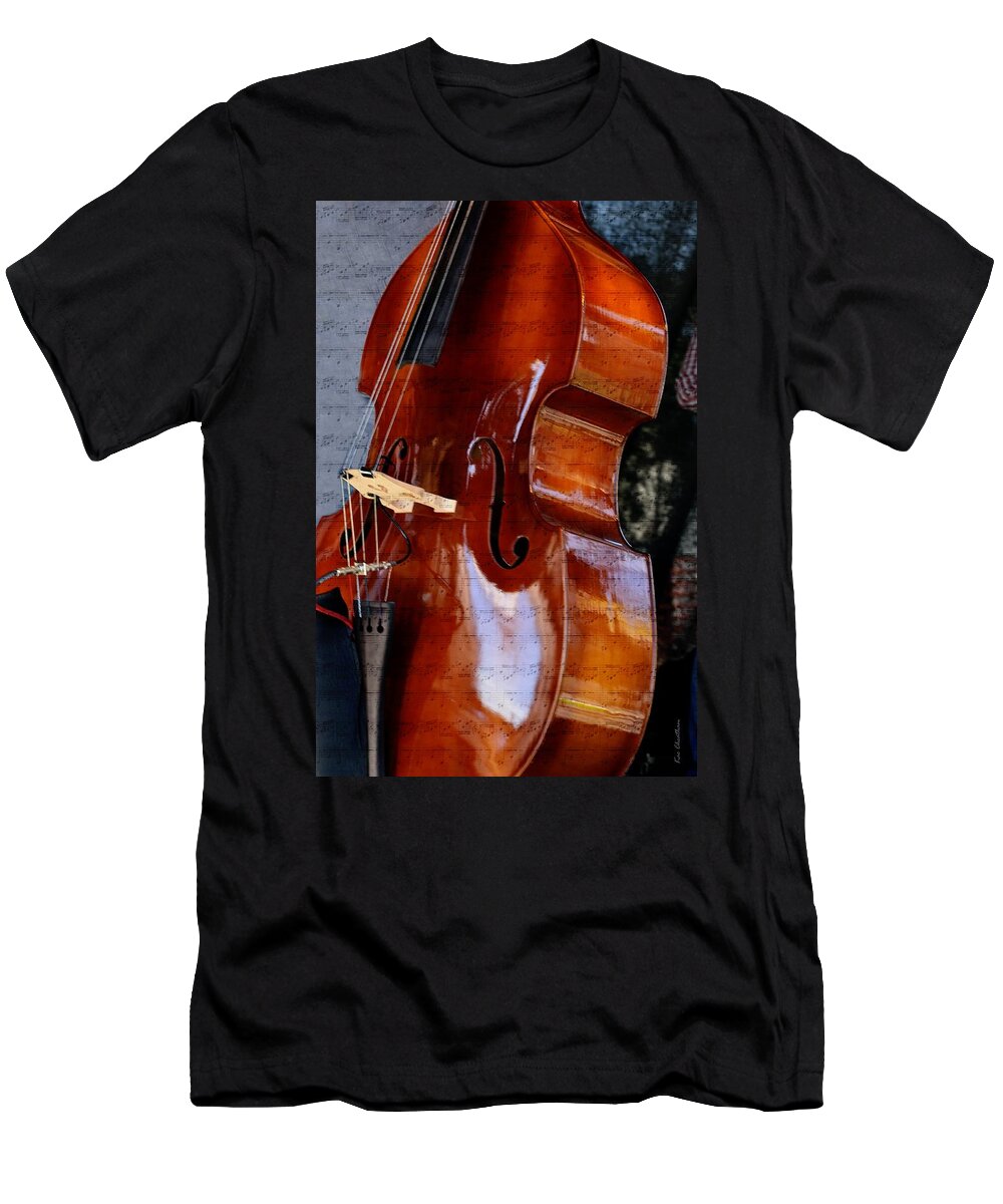 Bass Fiddle T-Shirt featuring the mixed media The Bass of Music by Kae Cheatham