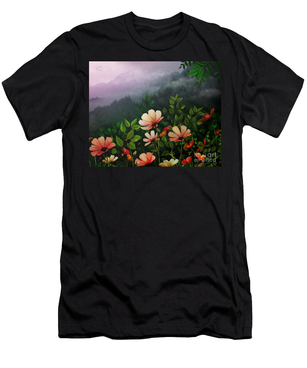 Nature T-Shirt featuring the photograph The Brighter Side Of The Dark Mountains by Peter Awax