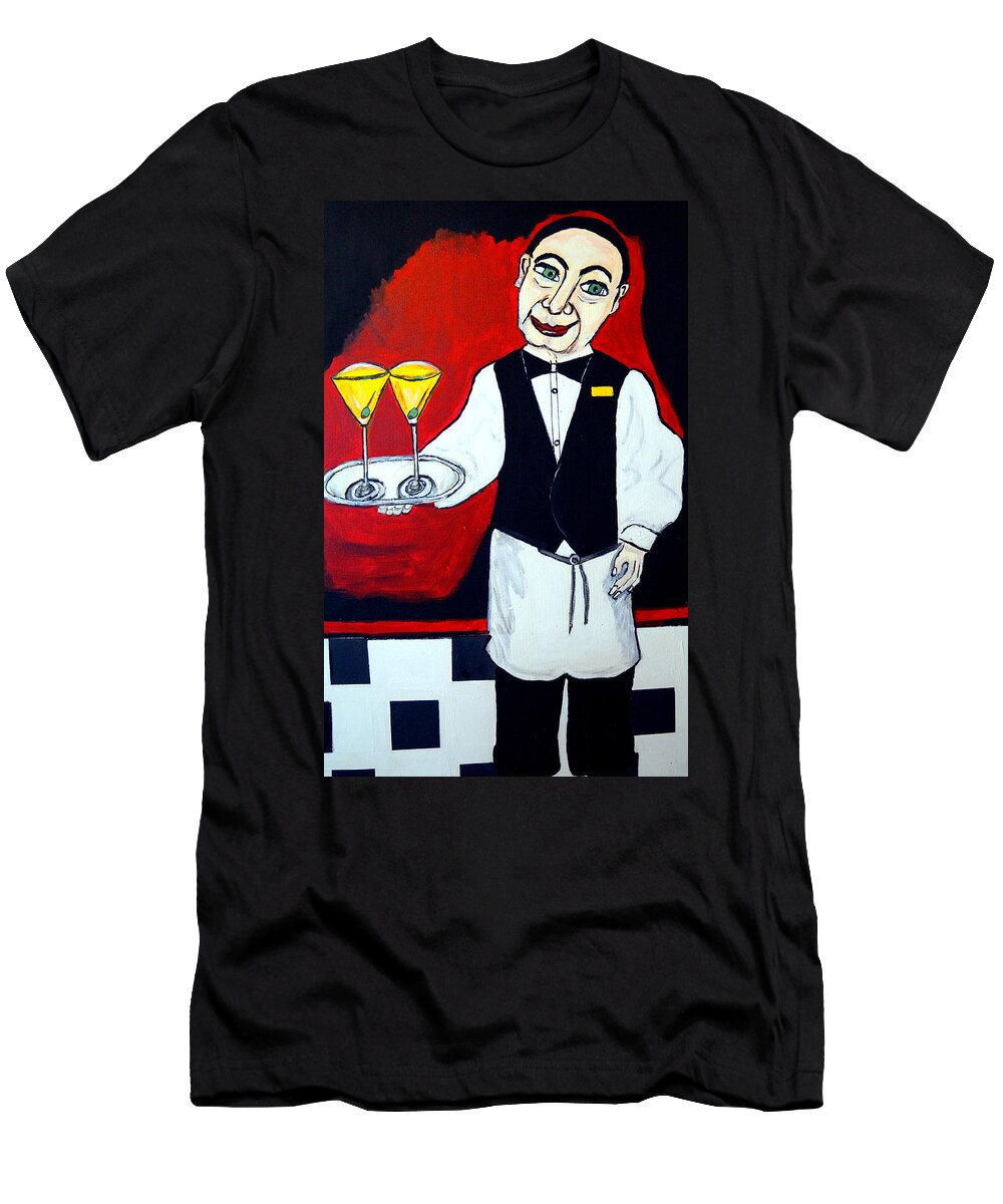 The Bartender T-Shirt featuring the painting The Bartender by Nora Shepley