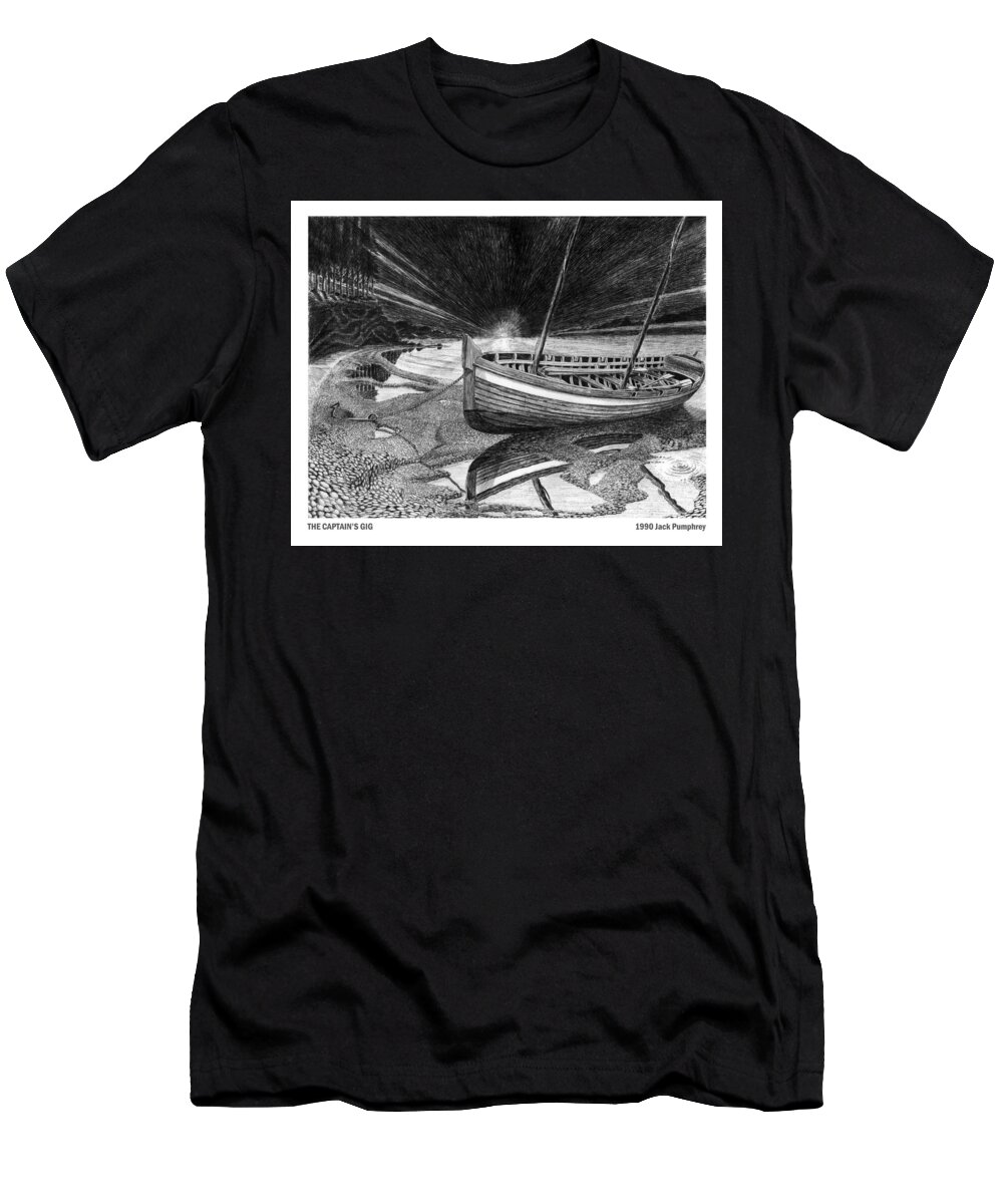 Artwork Of Yachts T-Shirt featuring the drawing Captain Vancouvers Gig by Jack Pumphrey