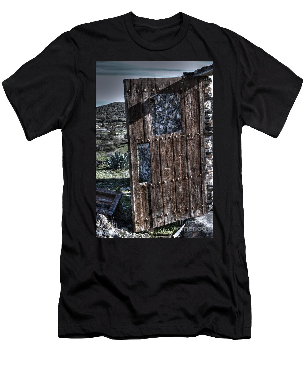 Door T-Shirt featuring the photograph The Door with no lock to lock by Heiko Koehrer-Wagner