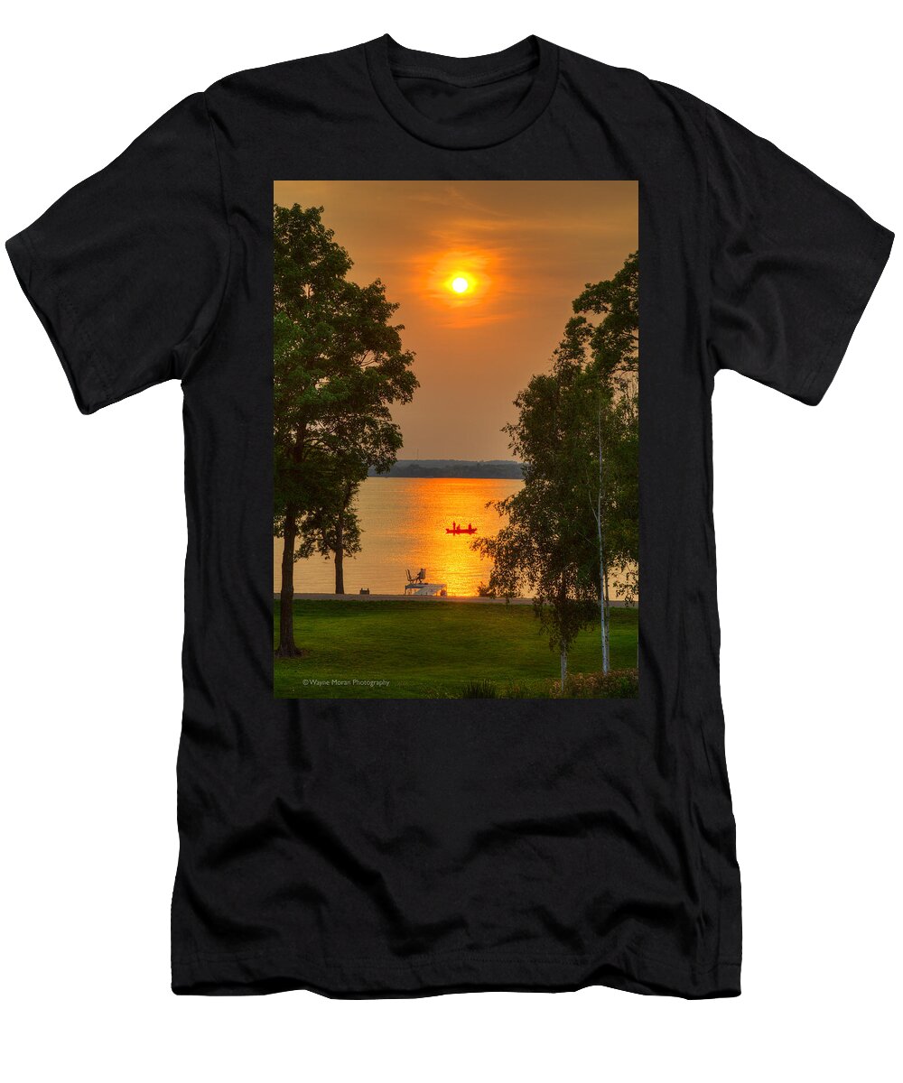 At The Lake T-Shirt featuring the photograph The End of a Perfect Day by Wayne Moran