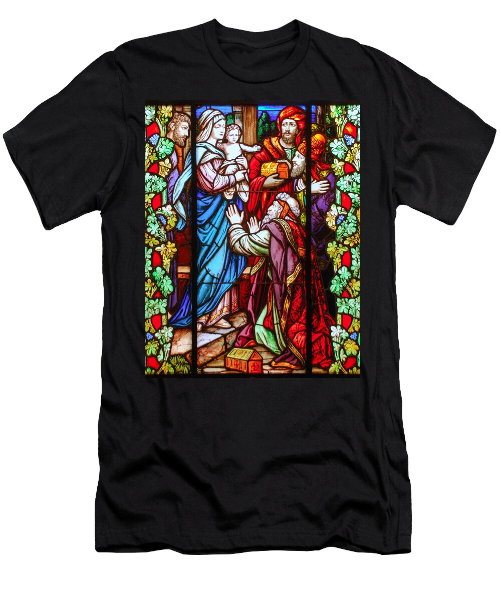 Stained Glass Window T-Shirt featuring the photograph The Epiphany of Our Lord by Larry Ward