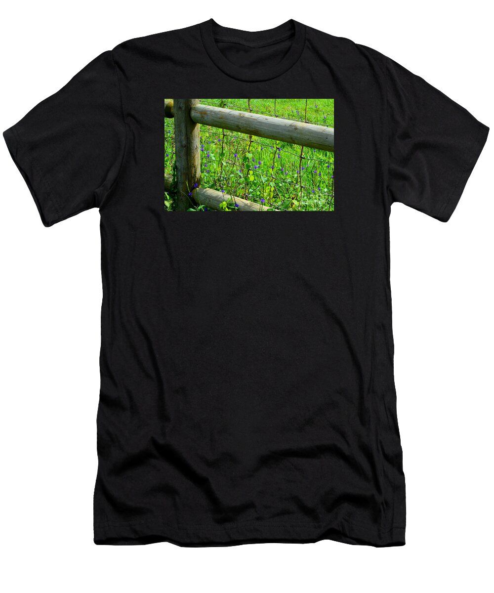Fence T-Shirt featuring the photograph The Fence at the Meadow by Mary Deal