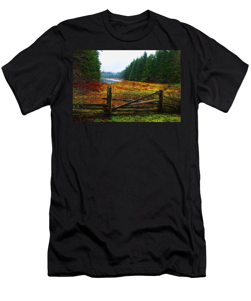 Split Rail T-Shirt featuring the photograph The Gate by Lawrence Christopher