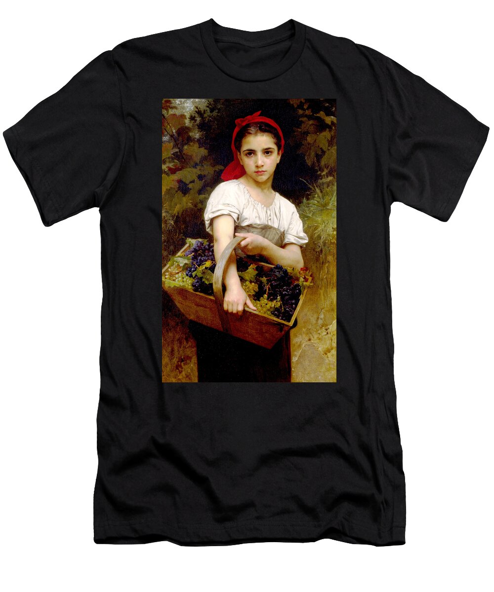 William Bouguereau T-Shirt featuring the digital art The Grape Picker by William Bouguereau