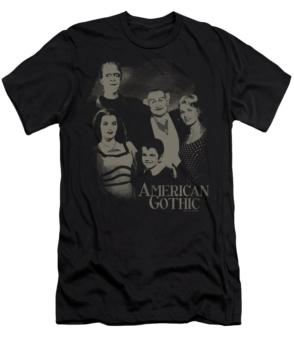 The Munsters T-Shirt featuring the digital art The Munsters - American Gothic by Brand A