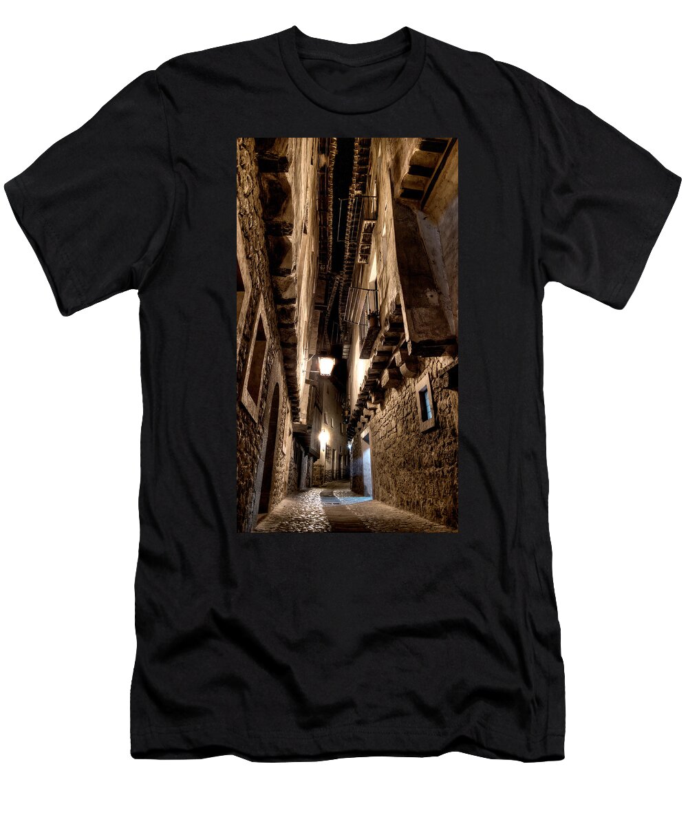 Narrow Street T-Shirt featuring the photograph Narrow street in Albarracin by Weston Westmoreland
