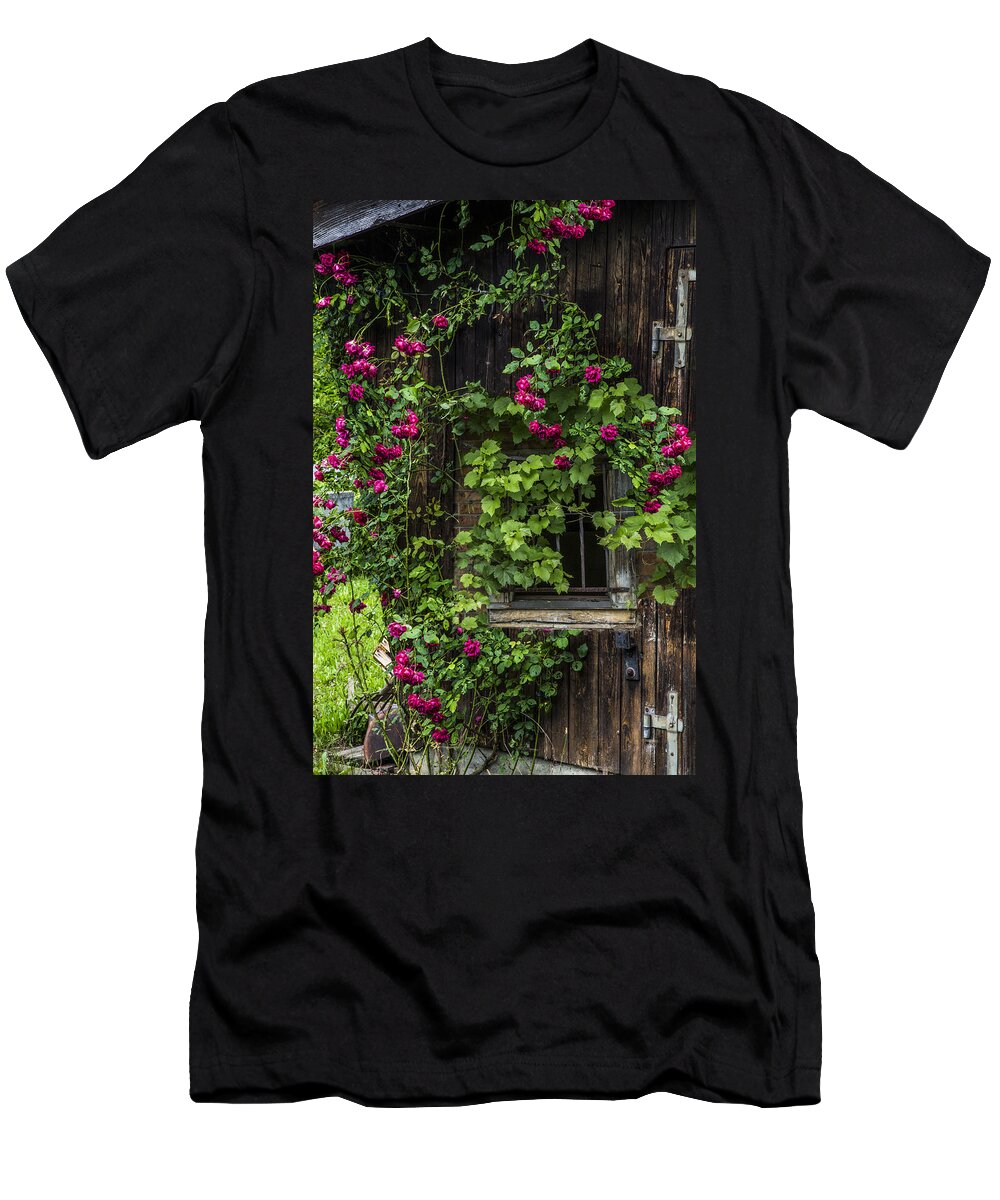 Austria T-Shirt featuring the photograph The Old Barn Window by Debra and Dave Vanderlaan