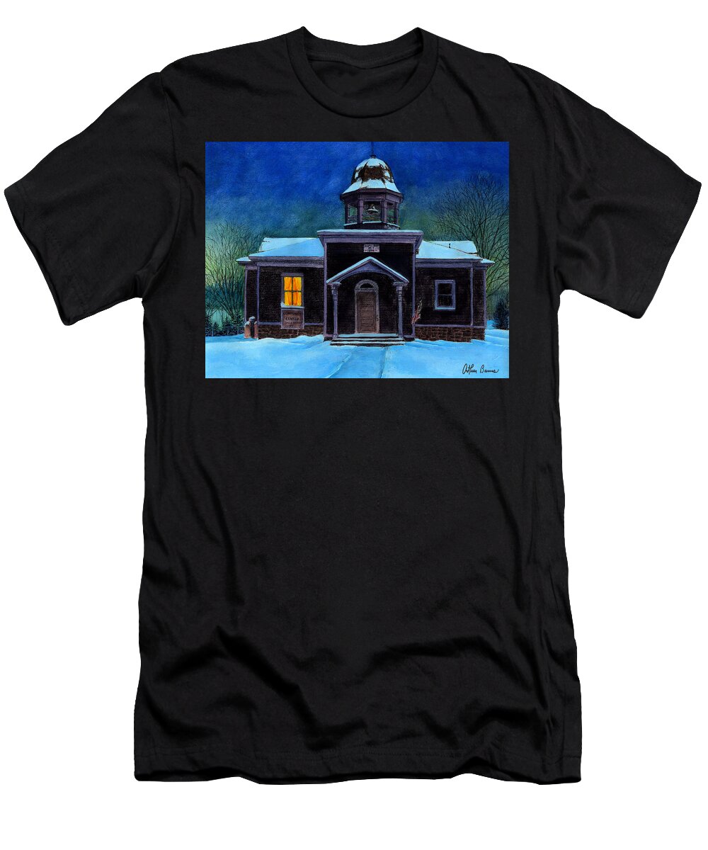 Landscape T-Shirt featuring the painting The Old School House by Arthur Barnes