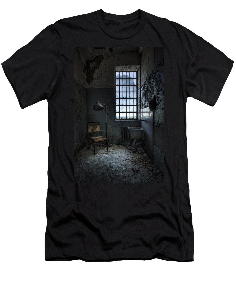 Abandoned Asylums T-Shirt featuring the photograph The Private Room - Abandoned Asylum by Gary Heller
