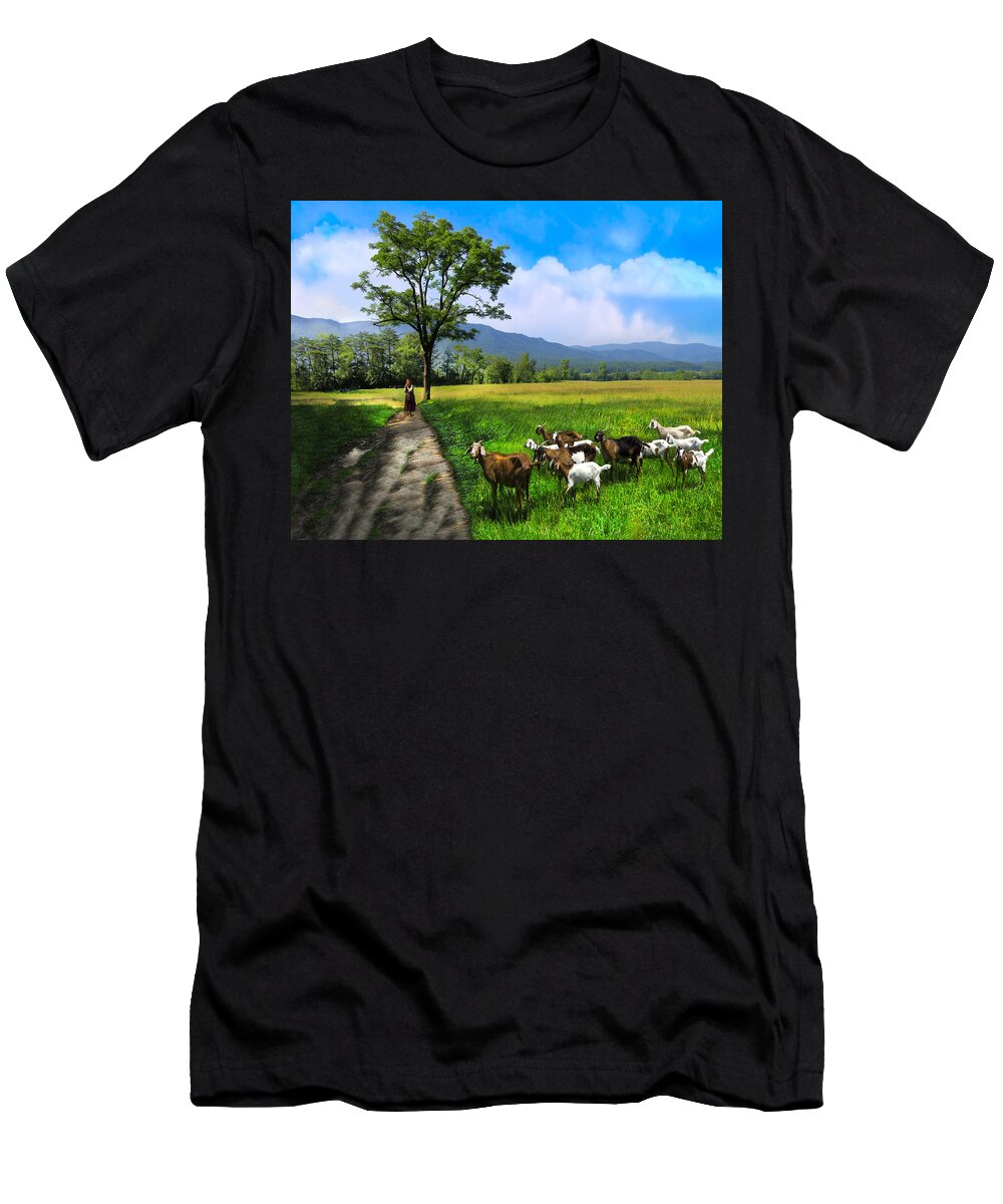 Cades T-Shirt featuring the photograph The Shepherdess by Debra and Dave Vanderlaan
