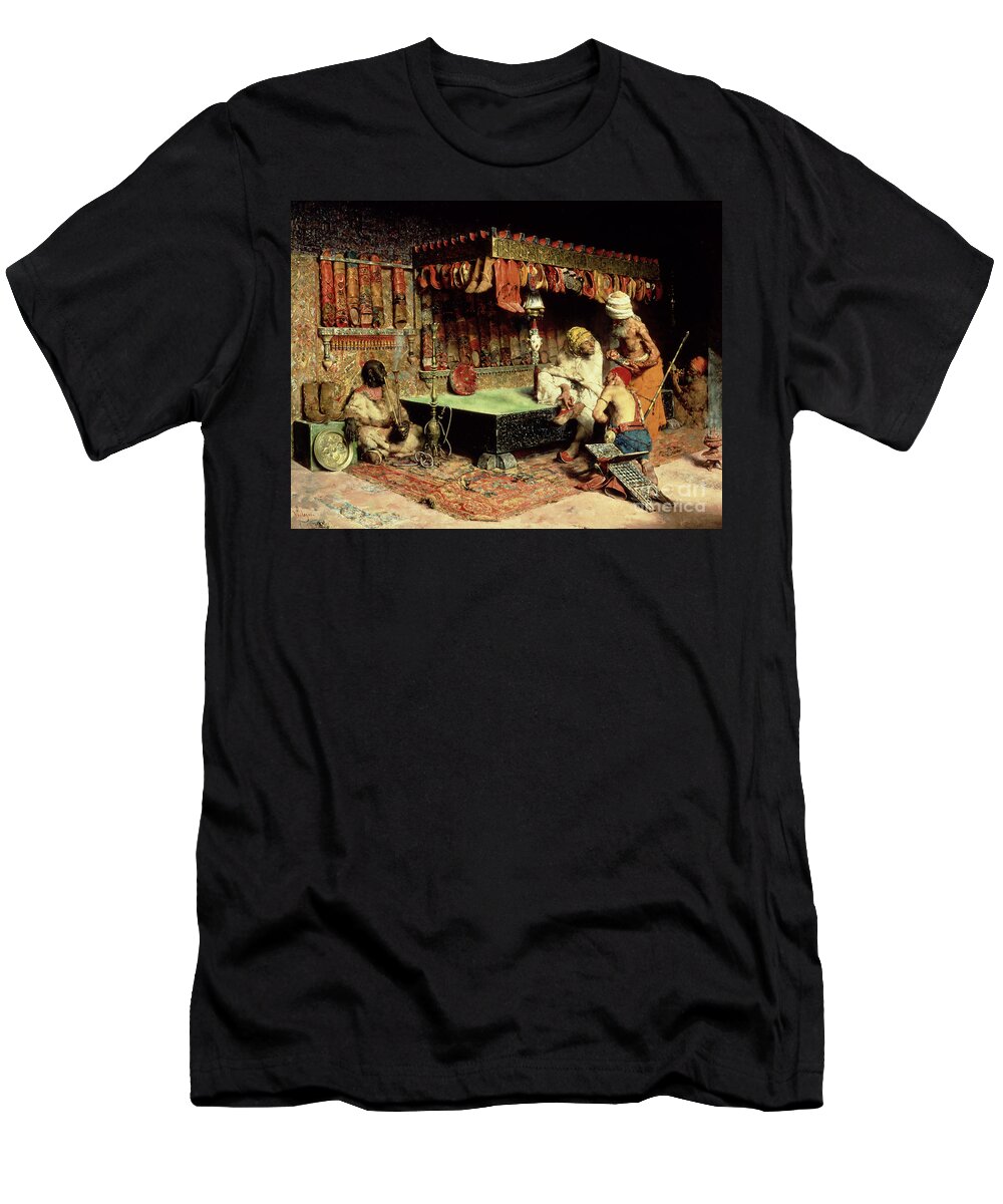 The Slipper Merchant T-Shirt featuring the painting The Slipper Merchant by Jose Villegas Cordero