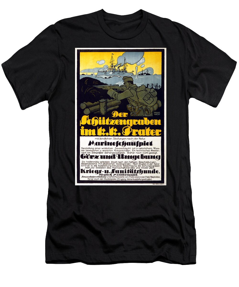 Poster T-Shirt featuring the drawing The Trench In The Prater, 1918 by Franz Wacik