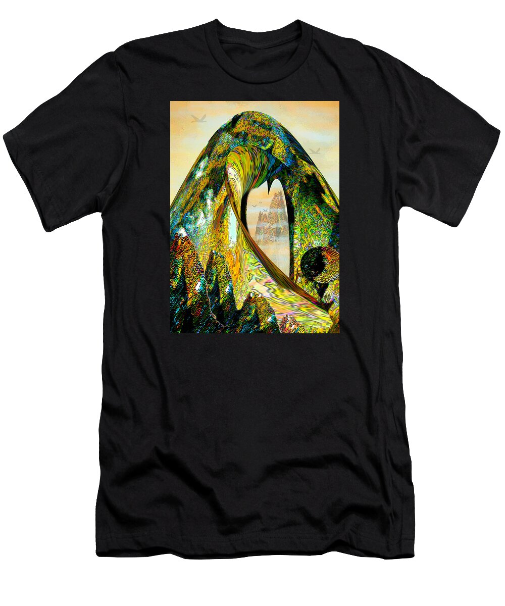 Wave T-Shirt featuring the mixed media The Wave and The Mountains by Michele Avanti